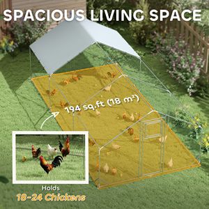 Recinto per Polli in Metallo Impermeabile e Anti-UV con Porta per l'Alimentazione e Mangiatoia Sospesa, Capacità 18-24 Polli, 9,8 X 19,7 X 6,4 Pollici - Product Image 3