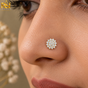 Imperial Luxury Floral Cluster Lab Grown Diamond <b>Nose</b> Pin Brilliant <b>Stud</b> <b>Silver</b> Fine Jewelry | Custom Wedding Engagement Design - Product Image 4