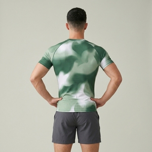 T-shirt de compression personnalisé pour homme, coupe ajustée, manches courtes, vêtements de sport actifs, entraînement en salle de sport, haut de performance - Product Image 2