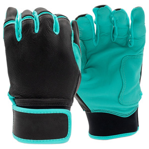 Baseball Batting Gloves Teal Black <b>Leather</b> Ventilated Grip Support Adjustable <b>Wrist</b> <b>Cuff</b> Sports OEM Factory Bulk - Product Image 1