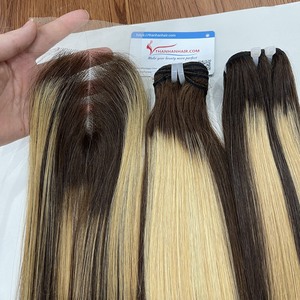 Extensions de cheveux Remy vierges de haute qualité 100 %, double trame, closure, mèches lisses, cheveux vietnamiens Thanh, toutes couleurs, 100g - Product Image 3