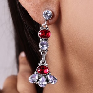 Oxidized <b>Silver</b> Drop <b>Earrings</b> Wholesale Bulk | Multi Stone <b>Dangle</b> Boho <b>Earrings</b> | Handmade Indian Ethnic Jewelry Manufacturer - Product Image 6