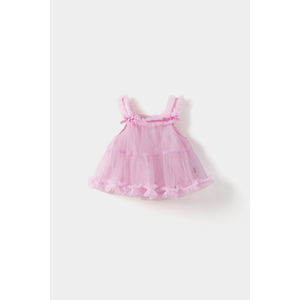 OZKIZ เสื้อยืดแฟชั่นเด็กเกาหลี Sha Dream สำหรับเด็กผู้หญิง 2-6 ปี ชุดมินิเดรสฤดูใบไม้ผลิ/ฤดูใบไม้ร่วงพร้อมสายสปาเก็ตตี้ขายส่ง - Product Image 1