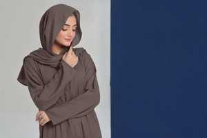 High Quality Modest Solid Color Floor Length V Neck Stretchy Sleeved Georgette <b>Chiffon</b> Nida Fabric <b>Plus</b> <b>Size</b> Lightweight Eid - Product Image 2