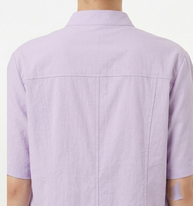 Bata de peluquería de manga corta para mujer, uniforme de esteticista y barbero, chaqueta de peluquería de cuello alto de color liso para mujer - Product Image 4