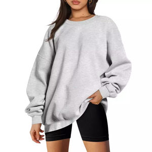 Sudadera Oversize de Cuello Redondo para Mujer, Tejida en Algodón 100% Ecológico, Otoño-Invierno, OEM, Personalizada, Venta al Por Mayor, Alta Calidad - Product Image 1