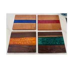 Plateau de service personnalisé en résine époxy et bois d'acacia, plateau pour la maison et les restaurants, coût réduit, plateau de rangement alimentaire pour table à manger - Product Image 1