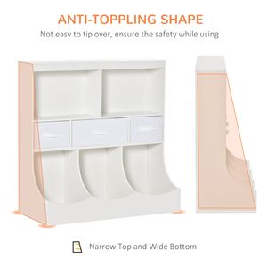 Bianco Freestanding armadietto per bambini con cassetti portaoggetti giocattolo Organizer e libreria espositore per camera da letto guardaroba - Product Image 4