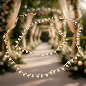 Pearl Embellished Gold Plated Belly Chain for Wedding and Party - Product Image 3