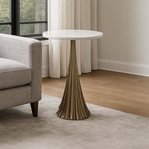 Table basse décorative en aluminium avec plateau en marbre blanc et base en forme d'arbre, table de chevet, provenant d'un exportateur indien - Product Image 6