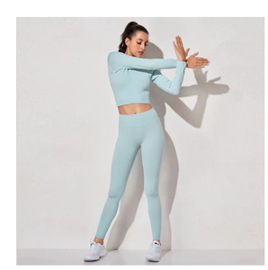 Conjunto de Yoga de 2 Piezas para Mujer, Top sin Mangas, Sujetador Deportivo, Leggings de Cintura Media, Color Sólido, Transpirable, de Secado Rápido, Ecológico - Product Image 3