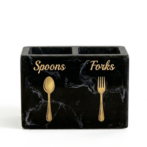 Handmade Resin Cutlery Holder Organizer for Dining Table Modern Amber Leopard Print Flatware <b>Storage</b> Caddy <b>Kitchen</b> Utensil Stand - Product Image 4