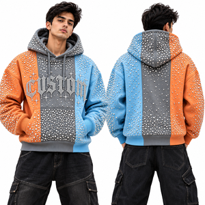 Sudadera con Capucha Estilo Urbano con Pedrería, Forro Polar, Resistente al Viento, Impermeable, de Secado Rápido, Suave y Transpirable, Unisex, Forro de Poliéster/Algodón - Product Image 3