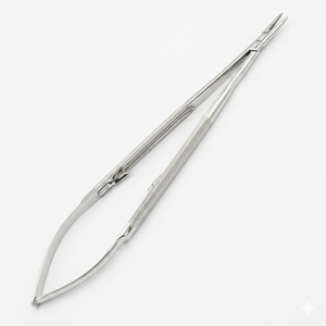 Porte-aiguille Castroviejo droit, instrument microchirurgical en acier inoxydable, manuel, pour chirurgie générale, certifié CE - Product Image 1