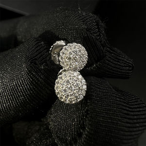 Pendientes de Plata de Ley 925 con Moissanita Circular, Alta Calidad, Corte Redondo VVS, Diamante de Laboratorio, Unisex, Estilo Hip Hop, Joyería Fina - Product Image 5