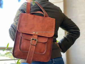 En Cuir De Chèvre naturel 13 Pouces Sac À Dos Deux En Un Messager Sac À Dos Sac - Product Image 3