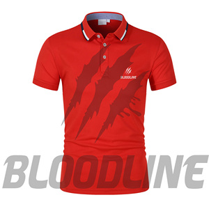 Chemise à manches courtes pour homme Bloodline, couleur unie, tricotée, respirante, séchage rapide, coupe classique, marron, logo sur le devant - Product Image 5