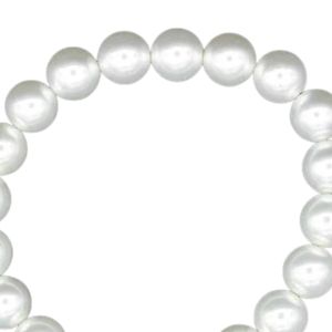Bracelet élastique avec breloque en forme de bouclier de perle, couleur blanche, bijoux à la mode, accessoire cadeau, bracelet élégant en perles pour femmes, bijoux tendance - Product Image 6