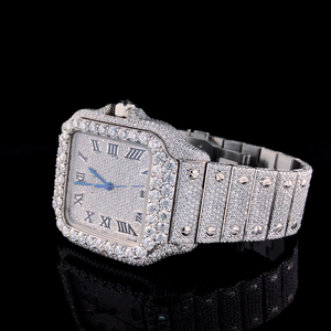 Montre à quartz pour homme en acier inoxydable de qualité supérieure avec diamants Moissanite VVS, cadran carré, style simple, sport, mode, hip-hop - Product Image 2