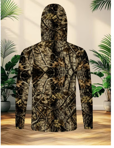 Sweat-shirt à capuche camouflage pour homme, impression par sublimation, polyester tricoté, coupe classique, décontracté, pour la chasse en plein air, camouflage marron - Product Image 2