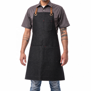Tablier de restaurant en toile de coton 150 GSM unisexe avec poche poitrine, logo personnalisé, fournisseur en gros - Product Image 1