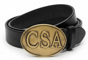 Cinturón de Cuero Negro Premium para Hombre, Estilo Heritage con Emblema CS, Hebilla Ovalada de Latón Envejecido, Diseño Auténtico de Inspiración Vintage - Product Image 6