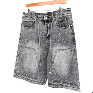 กางเกงยีนส์ขาสั้นผู้ชายแบบ Stone Wash & Acid Wash – กางเกงยีนส์ขาสั้นทรงหลวมสไตล์สตรีทแวร์แบบทำสีซีดจาง - Product Image 4