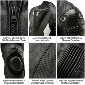 Combinaison de course moto personnalisée en cuir OEM, équipement de piste perforé en cuir de vachette, vêtements de protection pour motard, fabricant - Product Image 6