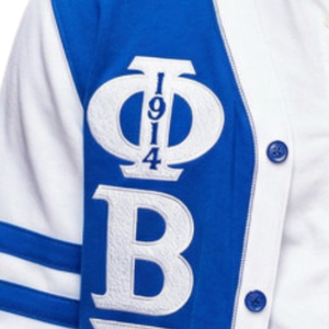 Cárdigan Ligero de Forro Polar Phi Beta Sigma, Azul Rey y Blanco, con Botones y Letras Griegas, Ropa de Fraternidad, Corte Elegante - Product Image 6