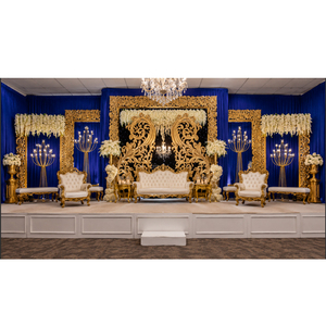 Magnífico Decorativo para Escenario de Walima, Estructura Dorada de Lujo, Conjunto de Sofás Blancos y Dorados para Bodas, Muebles con Estructura Metálica para Eventos - Product Image 1