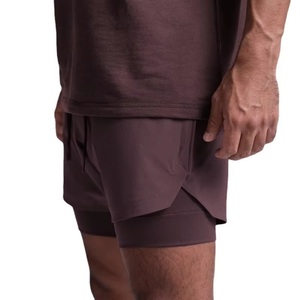 Men’s 2-in-1 Field Run Up Double Layer Gym And Marathon Shorts with Pockets and <b>Elastic</b> <b>Lace</b> Puller Waistband - Product Image 2