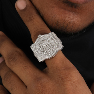925 <b>Sterling</b> <b>Silver</b> Moissanite Crown Logo <b>Ring</b> for <b>Men</b> Iced Out Pave Hip Hop Statement <b>Ring</b> Luxury Custom Designer Jewelry - Product Image 2
