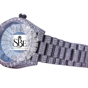Reloj de Diamantes Plateado de Acero Inoxidable de Excelente Calidad, Esfera de Cristal de Zafiro, Movimiento de Cuarzo, Resistente al Agua 3BAR, para Ocasiones Especiales - Product Image 4