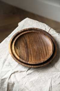 Tabla Redonda de Madera de Acacia Natural para Servir, Plato de Madera para Servir Alimentos, Tabla de Charcutería, Plato para Quesos, Plato para la Cena, Cocina - Product Image 1
