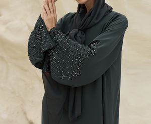 Abaya Musulmana al por Mayor, Modesta, con Cuentas y Lentejuelas, Manga Larga, para Eid, Ramadán, Boda, Tradicional, Hecha a Mano, de Poliéster para Mujer - Product Image 5