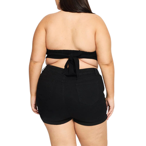 Wholesale Customizable Plus Size Women's Denim <b>Shorts</b> Mid Waist Casual Breathable Summer Washed Free Sample Best Quality - Product Image 2