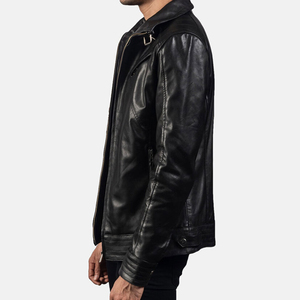 Service OEM, nouvelle arrivée, veste d'hiver de haute qualité, cuir véritable, col montant, toile imperméable, veste en cuir écologique pour homme - Product Image 4