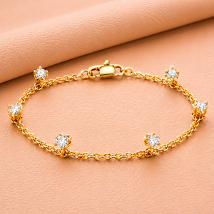 Delicada Pulsera de Cadena con Diamantes para Mujer, Minimalista, en Oro, Plata y Oro Rosa, Joyería de Lujo, Regalo - Product Image 4
