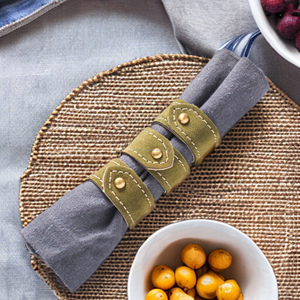 Vente chaude en cuir de forme circulaire rond de serviette cercle en métal boucle de serviette décoration de table rond de serviette en gros quantité en vrac - Product Image 4