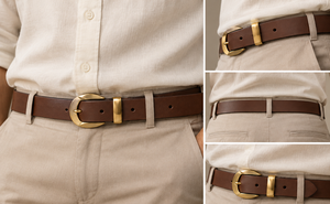Genuine Leather Profile Waist <b>Belt</b> <b>for</b> <b>Men</b> Classic Fashion Design Premium <b>Buckle</b> Custom Size Logo Private Label Supplier - Product Image 5