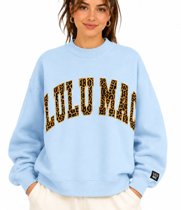 Sweat-shirt à col montant pour femme, imprimé floral personnalisé, avec logo appliqué en relief, coupe oversize, style décontracté - Product Image 1