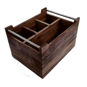 Organisateur de cuisine rustique en bois, porte-couverts portable, boîte de rangement à compartiments, porte-ustensiles pour table à manger - Product Image 1