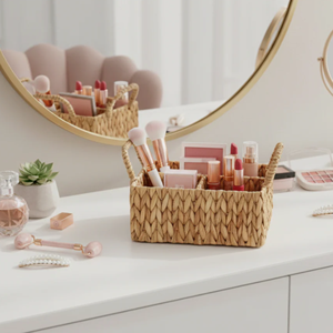 Organisateur multi-usages couleur naturelle, panier en jacinthe d'eau avec poignée, rangement durable de style bohème pour la décoration intérieure, fabriqué au Vietnam - Product Image 6