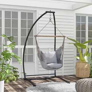 Soporte para Hamaca con Base Arqueada en Negro Intenso, con Estructura de Hierro Resistente para Interiores y Exteriores, Ideal para Hoteles - Product Image 2