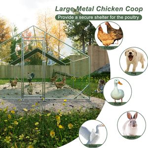 Grande metallo esterno Walk-In pollaio zincato filo resistente UV copertura impermeabile gabbia per pollame per gallina coniglio animali da fattoria - Product Image 2