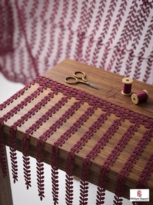 Flecos Decorativos HitJem para Exportación, 100% Algodón, Diseño de Hojas Color Borgoña, para Uso Textil en el Hogar - Product Image 3