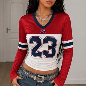 Maillot de football américain ajusté pour femme, haut athlétique à manches longues, coupe personnalisée, étiquette privée, usine de vêtements OEM - Product Image 4