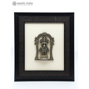 Superfino 9 \ "Escultura de latón Diosa de pie Lakshmi Colgante de pared Enmarcado Elegante obra de arte India - Product Image 2