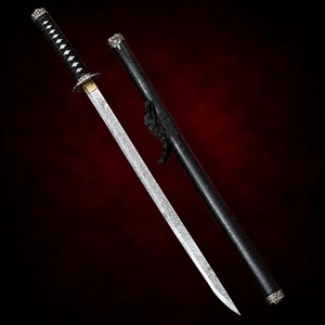Espada Katana de Acero de Damasco Hecha a Mano, Hoja Japonesa de Samurái con Funda Negra, Herramientas para Exteriores, Hechas a Mano, OEM Personalizado - Product Image 4