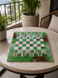 Tablero de Ajedrez de Ónix Verde Ecológico Hecho a Mano con Acabado Pulido de 20-30 mm de Grosor, Decoración Moderna para el Hogar, Manualidades para Mesa de Exterior - Product Image 1